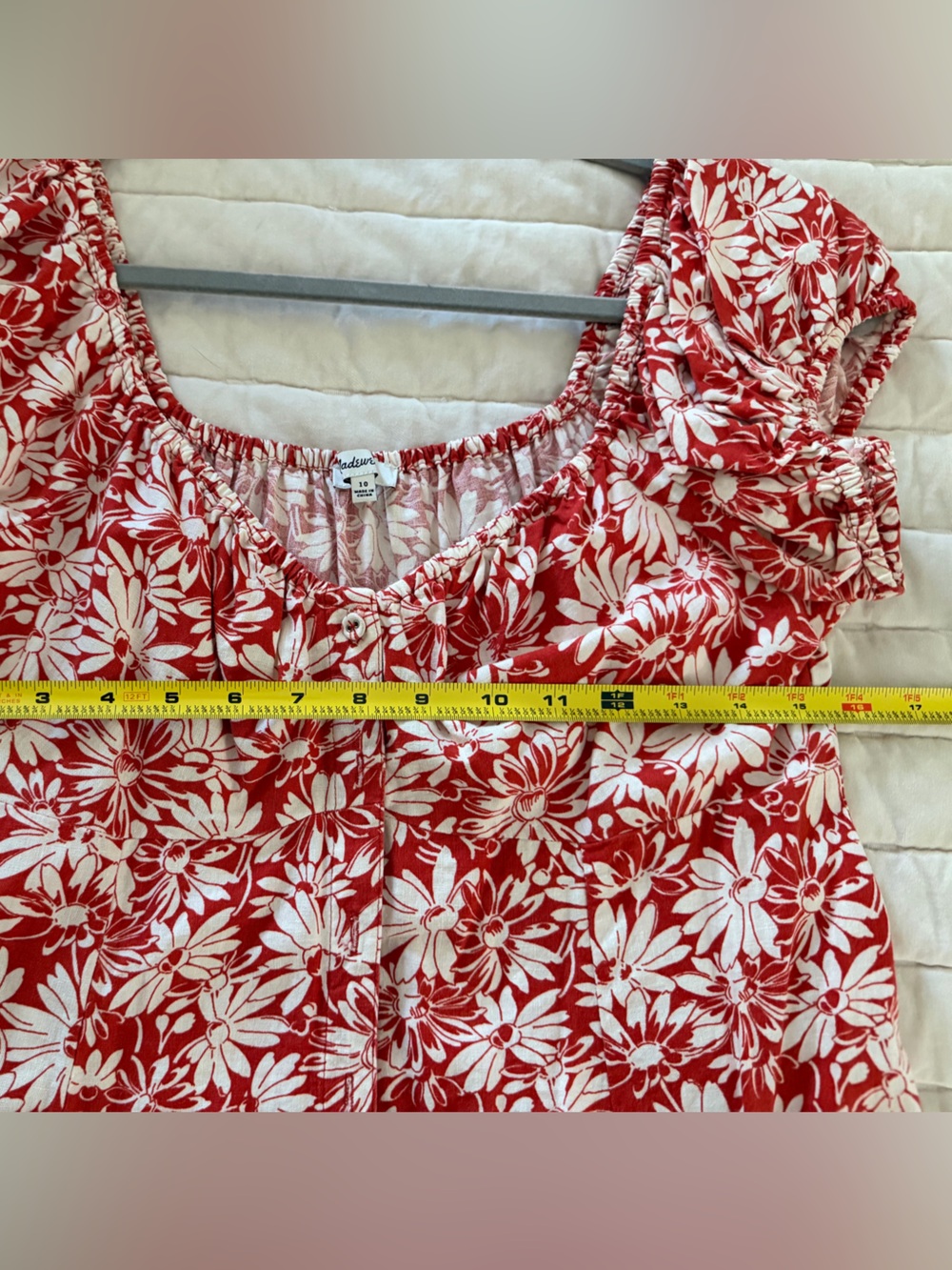 Madewell Red & White Floral Med Women’s Dress - Picture 5 of 6